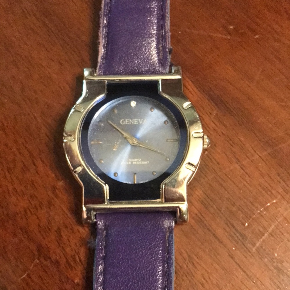 Yves Lafford genuine leather blue watch with new battery